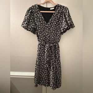 Roolee Mom Nursing-friendly Black and White Floral Dress